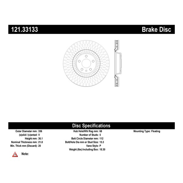 Centric Parts Standard Brake Rotor, 121.33133 121.33133 - main